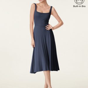 Square Neck Flowy New Airy Bra Midi Dress - Image 12