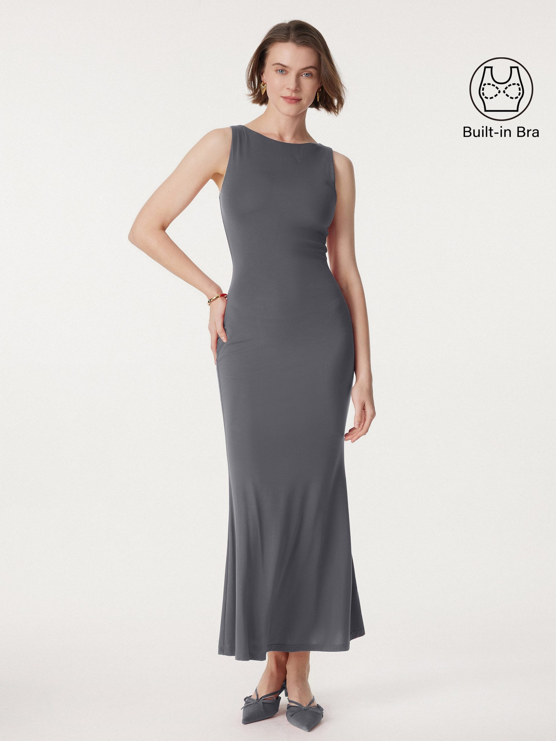 Effortless Boatneck Mermaid Maxi Dress - Image 11