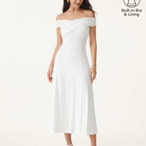 Flowy Criss Cross Off-shoulder Midi Bra Dress