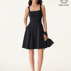Square Neck Fit-and-flare Mini Bra Dress - Image 1