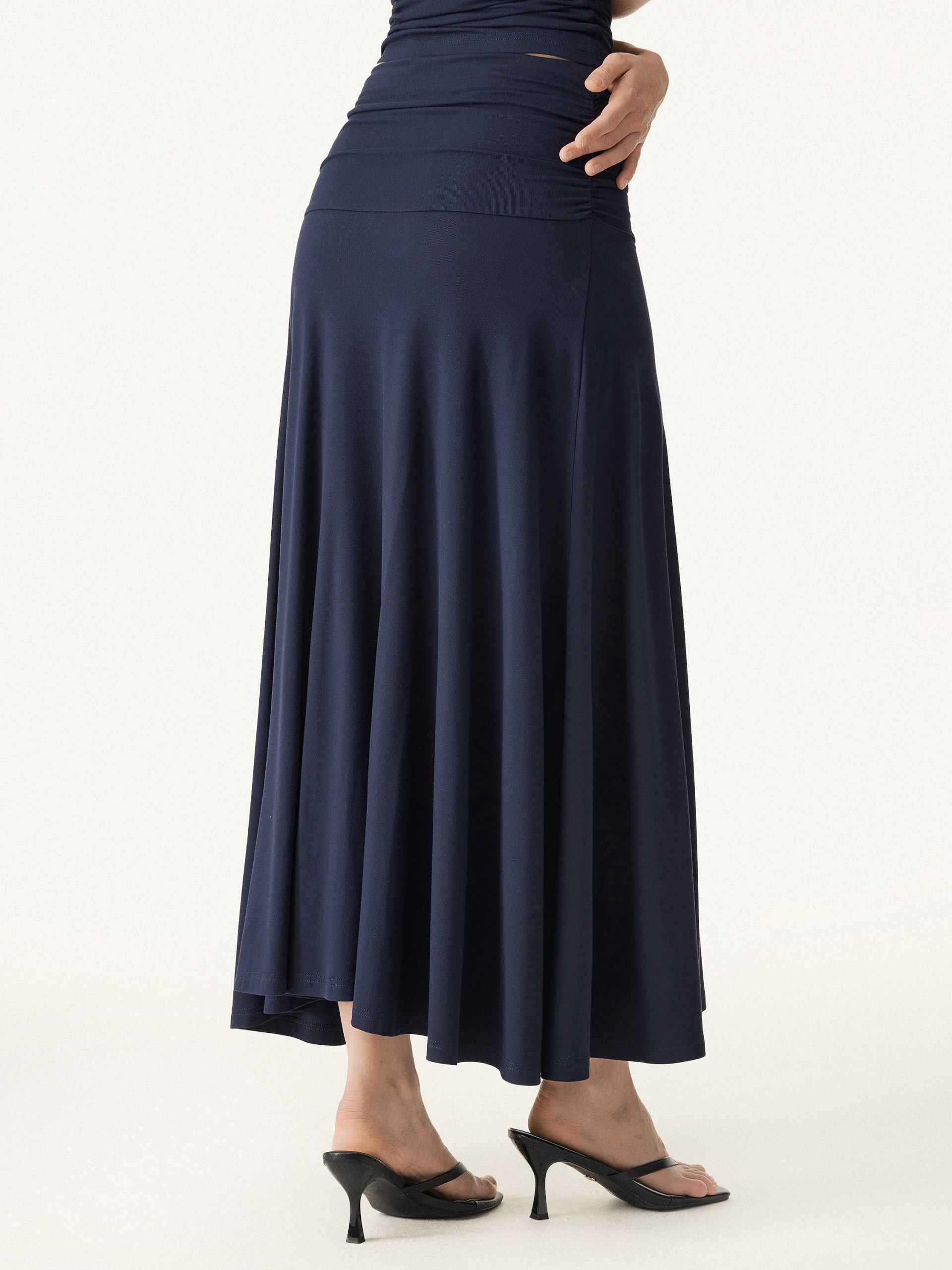 Ultrasoft Mid Rise A-line Ruched Maxi Skirt - Image 7