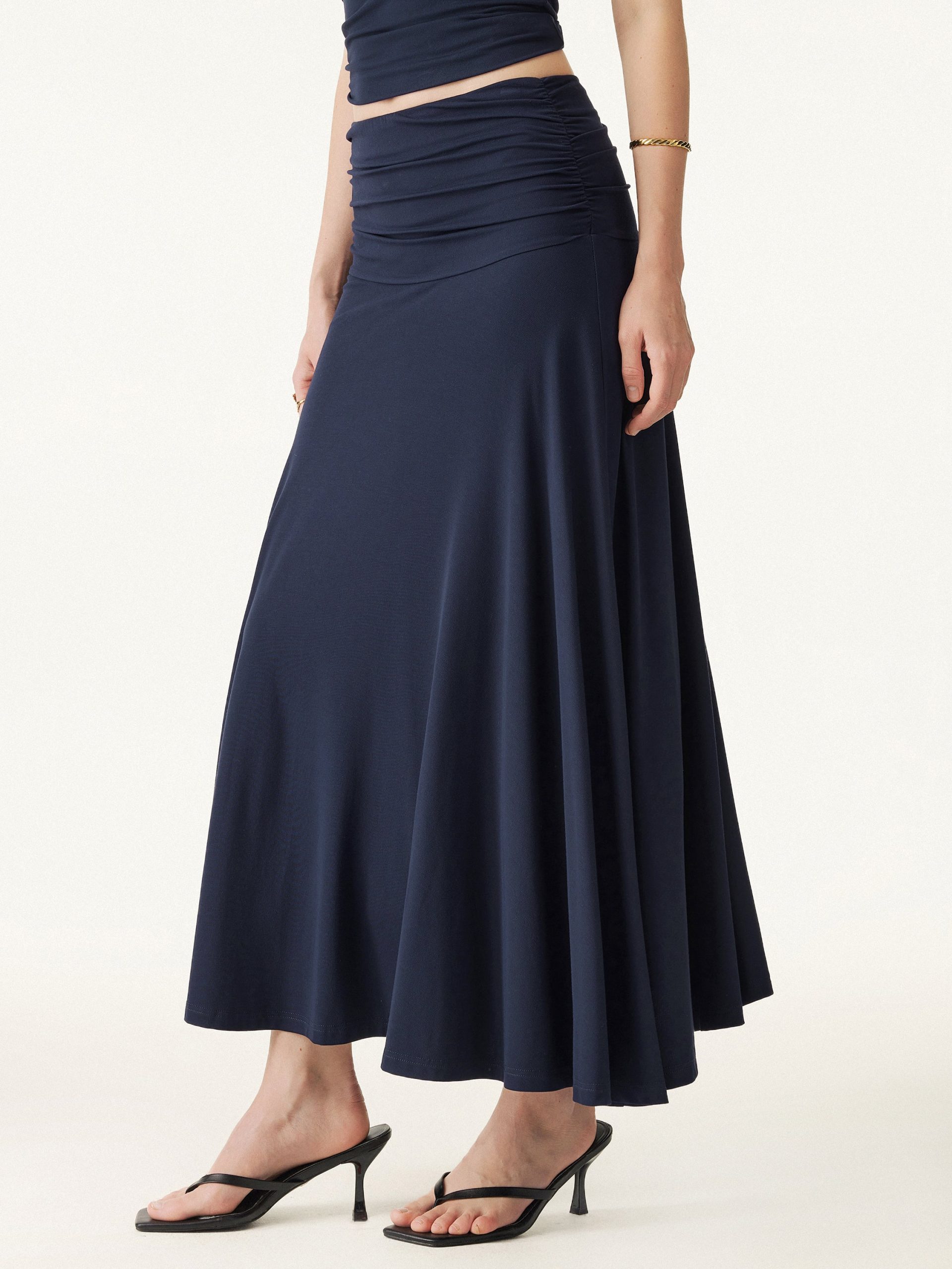 Ultrasoft Mid Rise A-line Ruched Maxi Skirt - Image 6