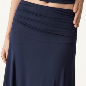 Ultrasoft Mid Rise A-line Ruched Maxi Skirt - Image 5