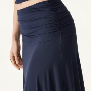 Ultrasoft Mid Rise A-line Ruched Maxi Skirt - Image 2