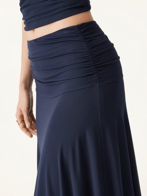 Ultrasoft Mid Rise A-line Ruched Maxi Skirt