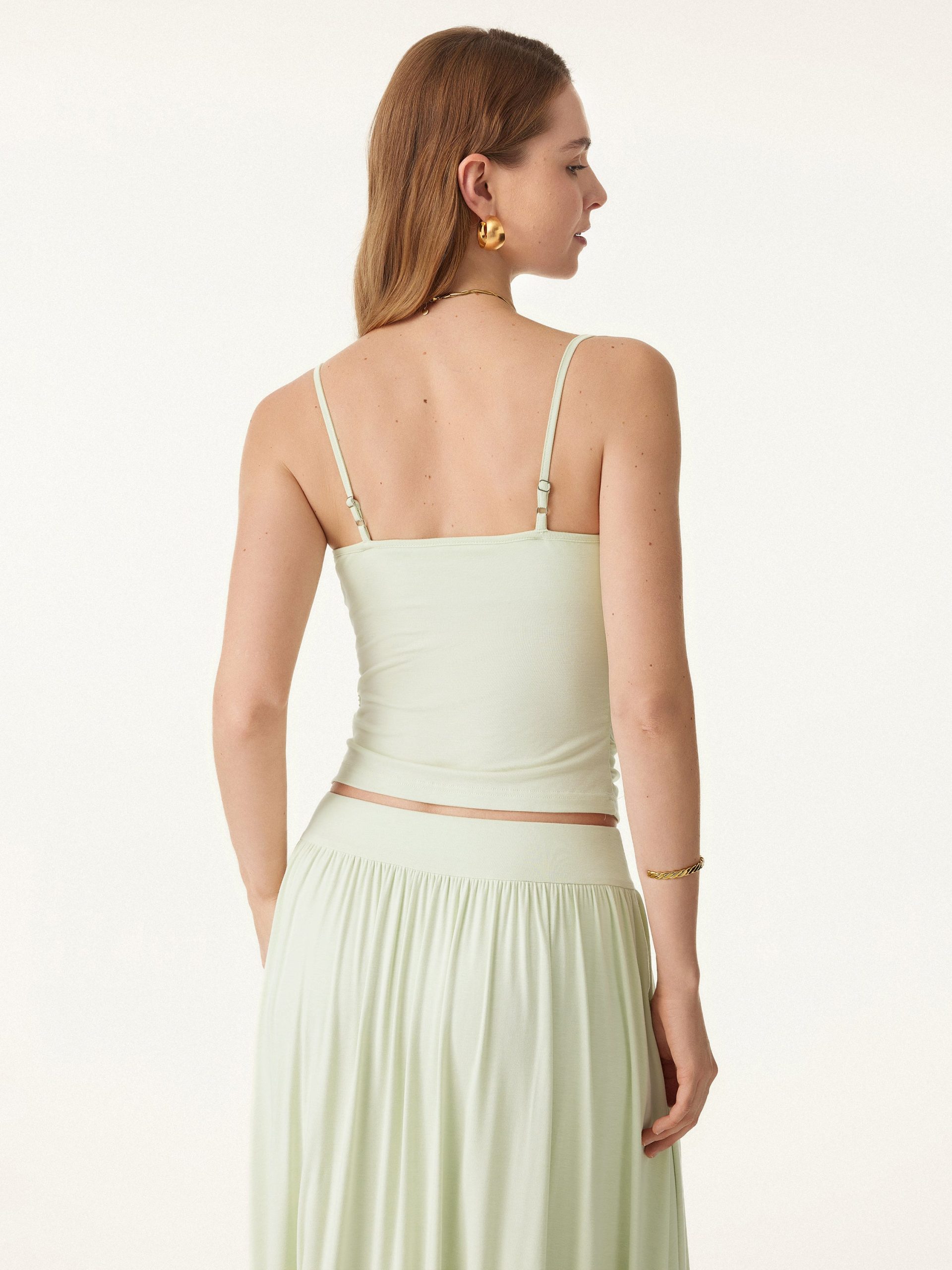 Adjustable Spaghetti Straps Side Ruched New Airy Bra Tank - Image 10