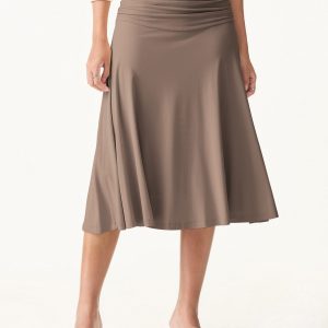 Flowy Side Ruched A-line Midi Skirt - Image 16