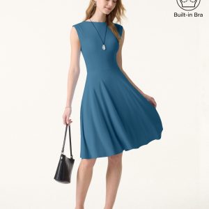 SkinKiss Boatneck Wide Shoulder Bra Dress with Pockets - Image 1
