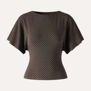 Soft Stretch Cotton Boatneck Flutter Sleeves Polka Dot Top Limited Edition - Image 10