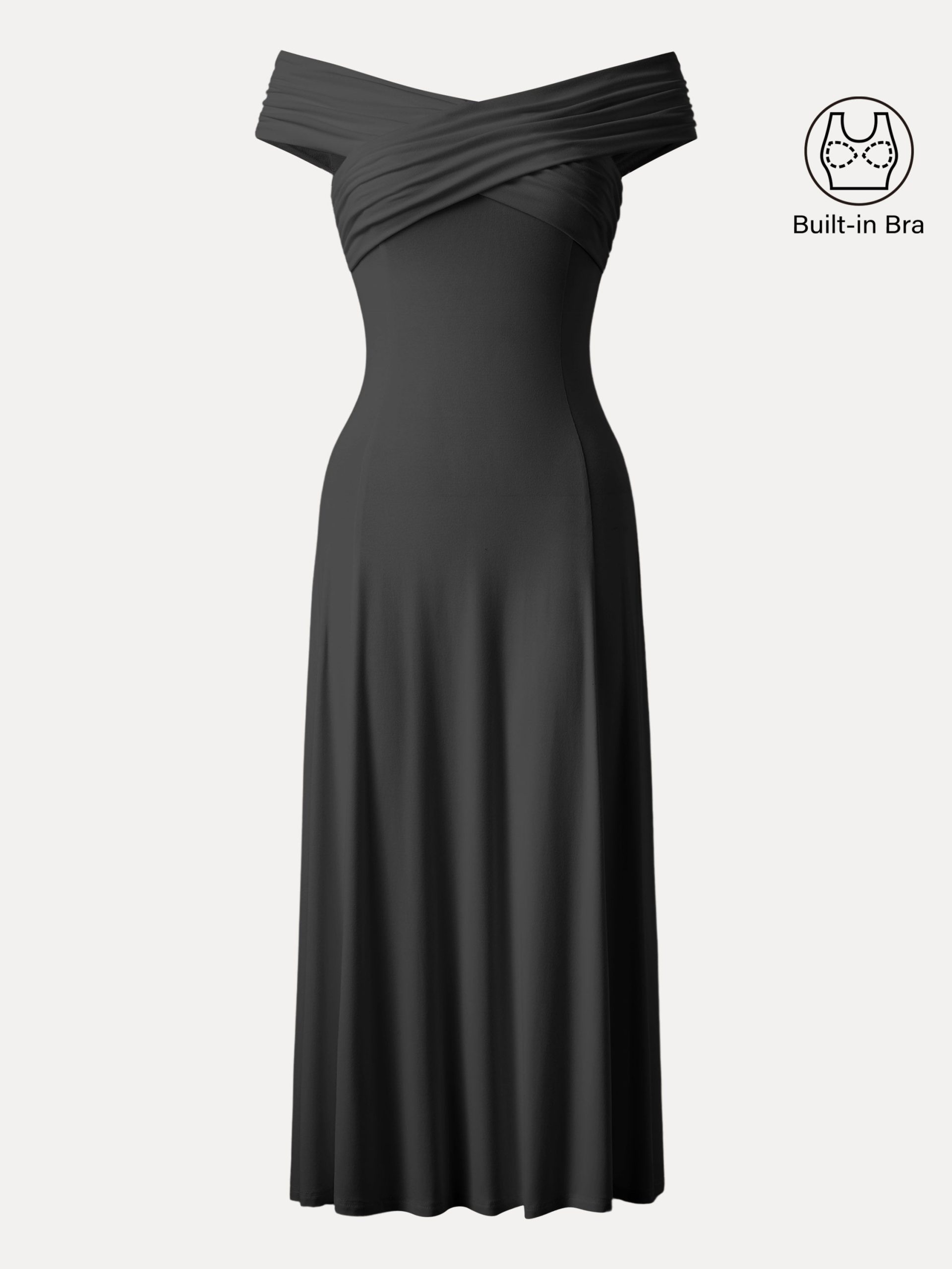 Flowy Criss Cross Off-shoulder Midi Bra Dress - Image 11