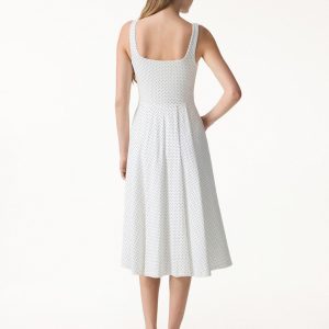 Stretch Cotton Polka Dot Square Neck Midi Bra Dress with Pockets Limited Edition - Image 8
