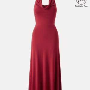Stunning Cowl Neck Flared Maxi Bra Dress - Image 3