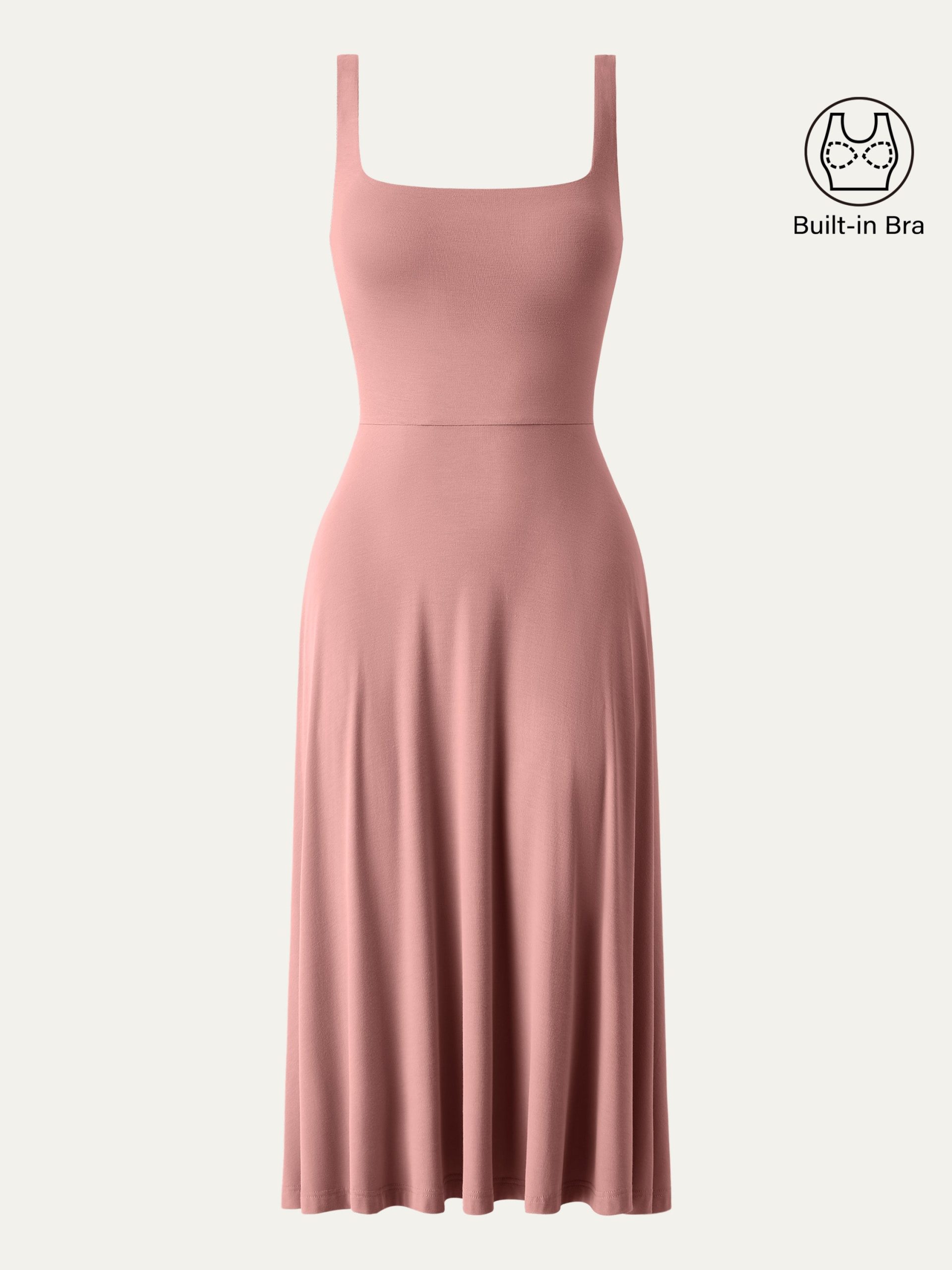 Square Neck Flowy New Airy Bra Midi Dress - Image 24