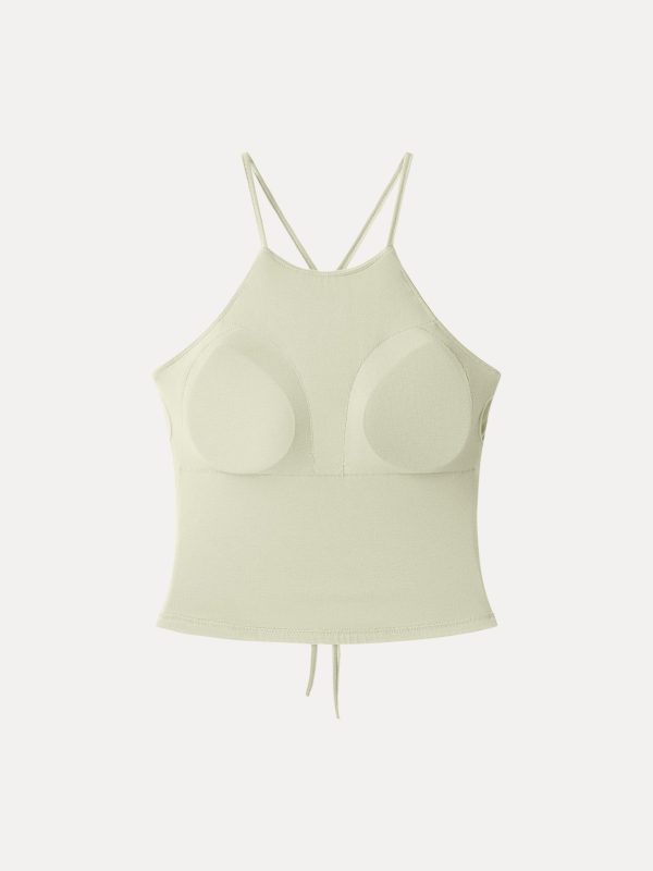 Tie Back Bandless Crop Bra Tank Top