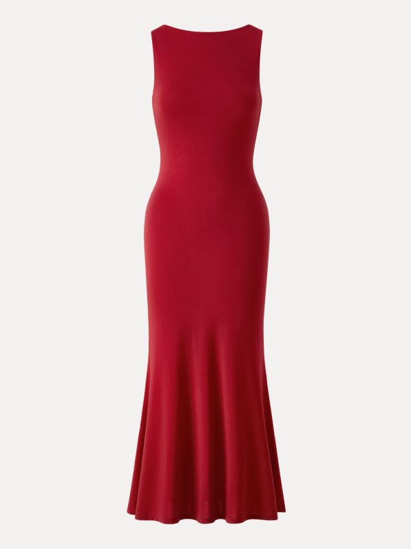 Effortless Boatneck Mermaid Maxi Dress