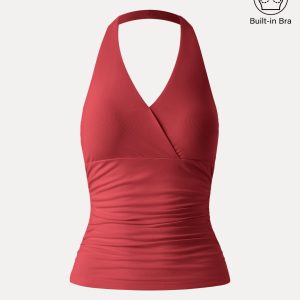 Halter Neck Side Gathered New Airy Bra Tank - Image 21