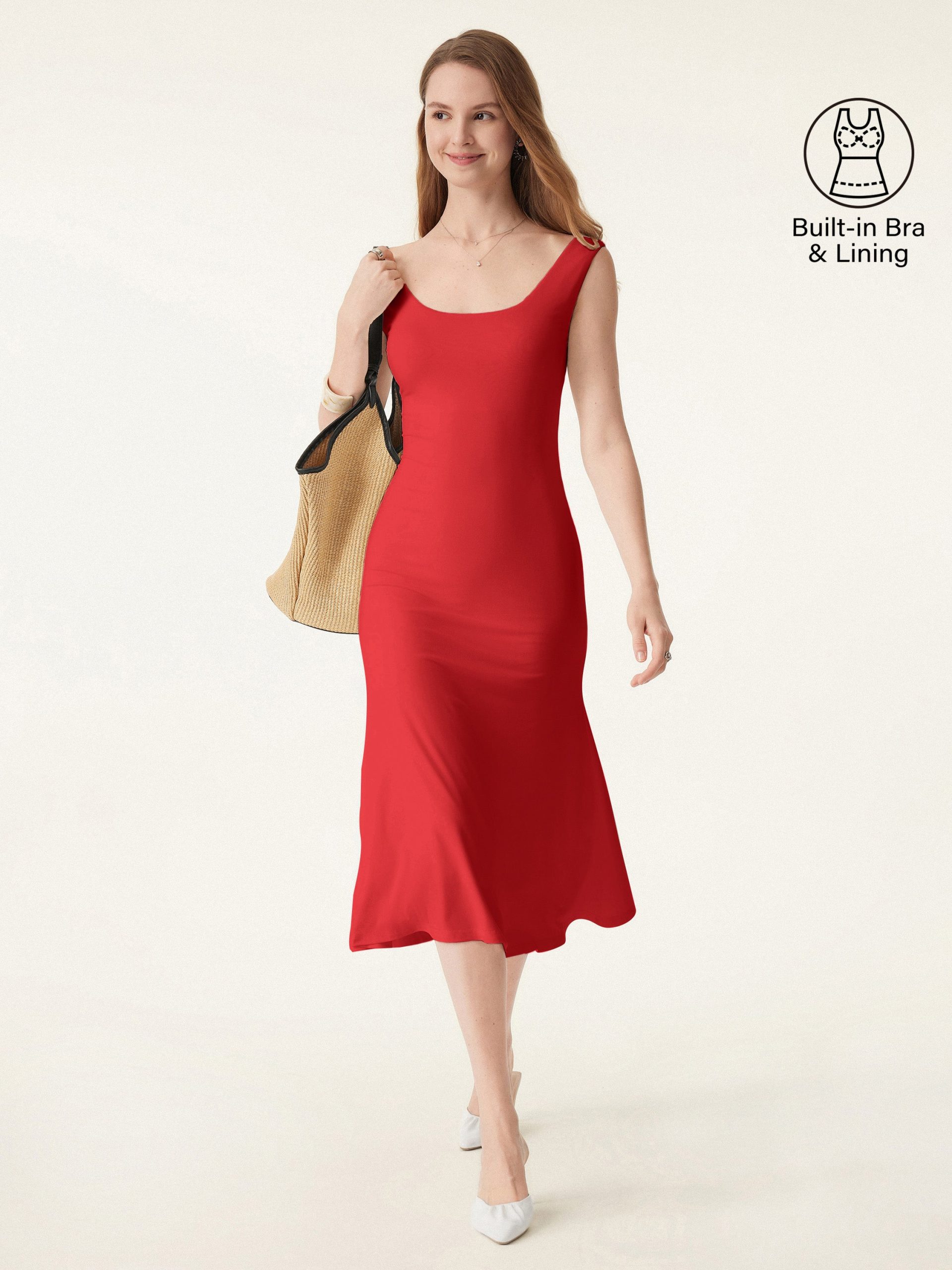 Scoop Neck Midi Low Back Bra Dress - Image 14