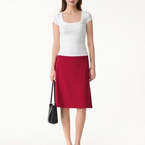 Stretch Cotton Polka Dot A-Line Flare Skirt Limited Edition - Image 10