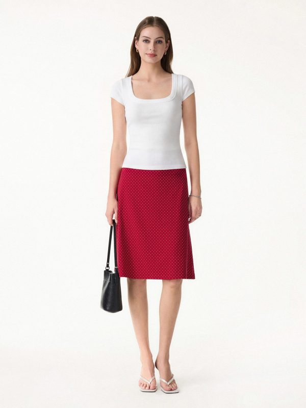 Stretch Cotton Polka Dot A-Line Flare Skirt Limited Edition