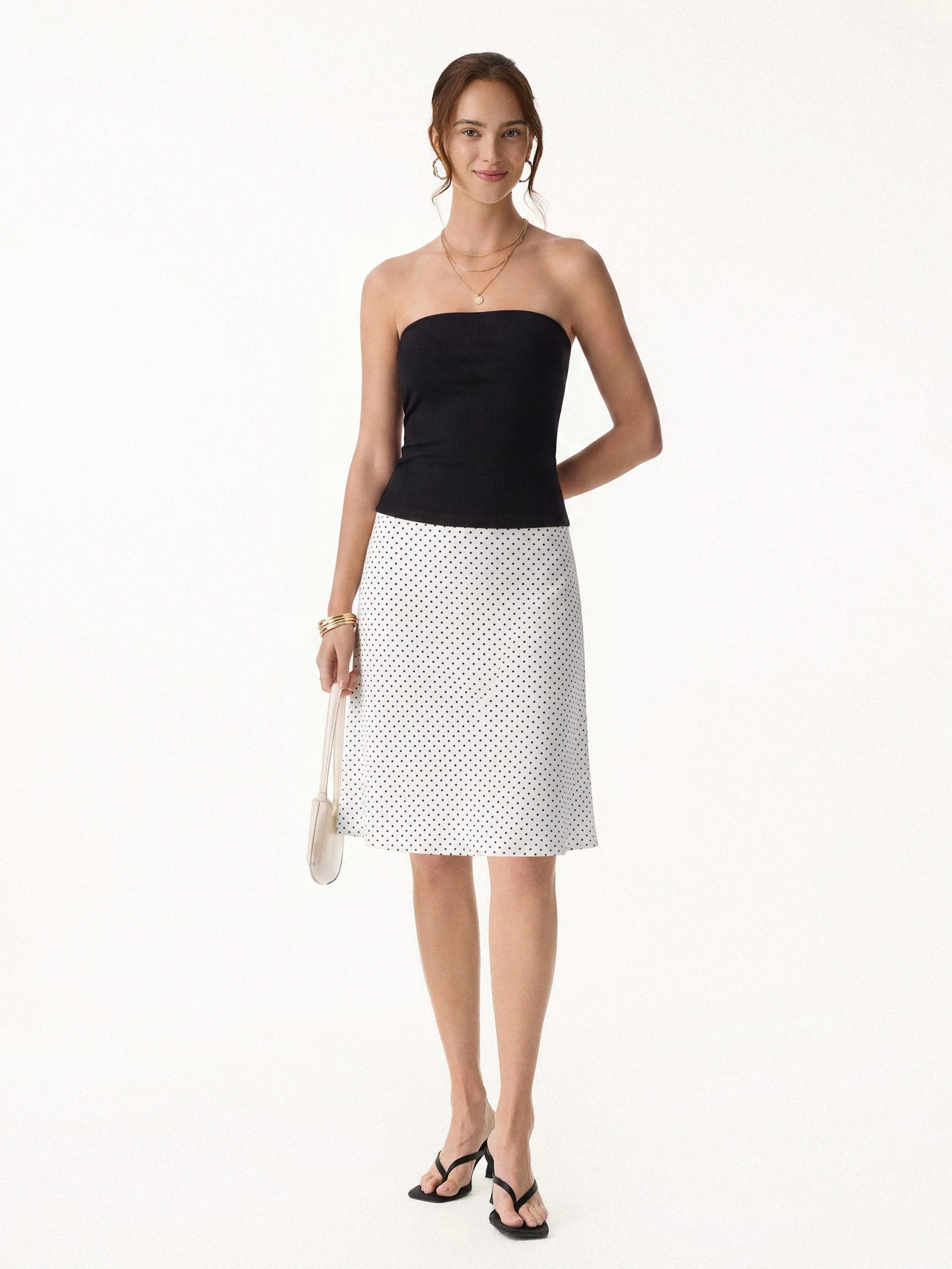 Stretch Cotton Polka Dot A-Line Flare Skirt Limited Edition - Image 12