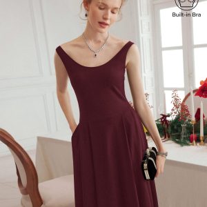 Balletic Scoop Neck Midi Bra Dress with Pockets - Image 12