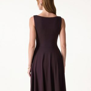 Stretchy Boatneck Fit-and-Flare Mini Bra Dress with Pockets - Image 9