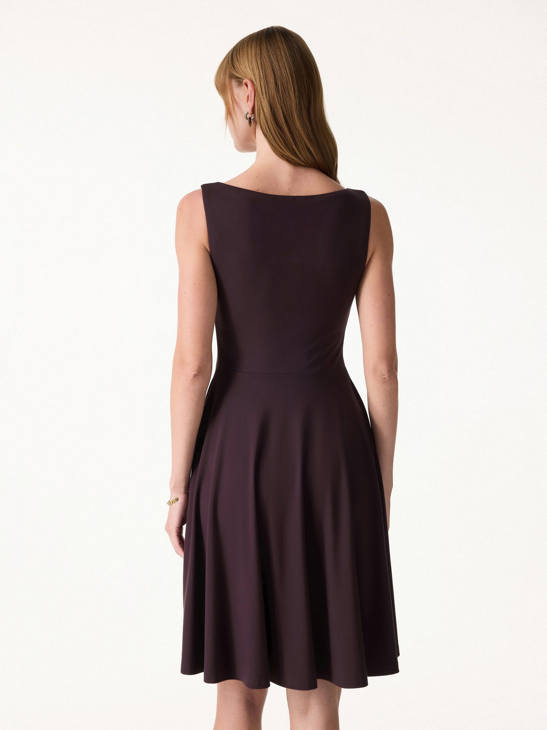 Stretchy Boatneck Fit-and-Flare Mini Bra Dress with Pockets - Image 9