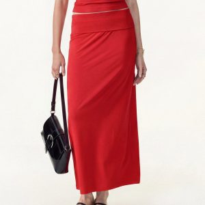 SkinKiss Cooling Fold-Down Waistband Midi Column Skirt - Image 9