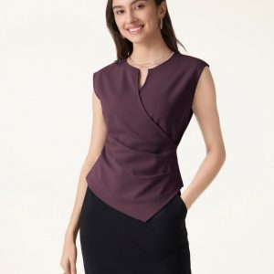 Surplice Wide Shoulder Tucked Angled Tank Top - Image 11