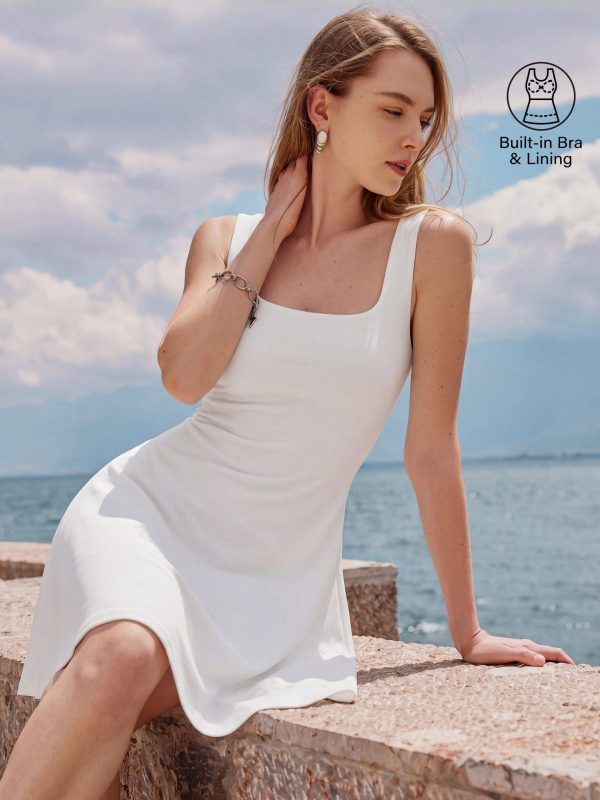 SkinKiss Cooling Square Neck Mini Bra Dress