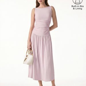 SkinKiss Cooling Boatneck Ruched Midi Bra Dress - Image 11