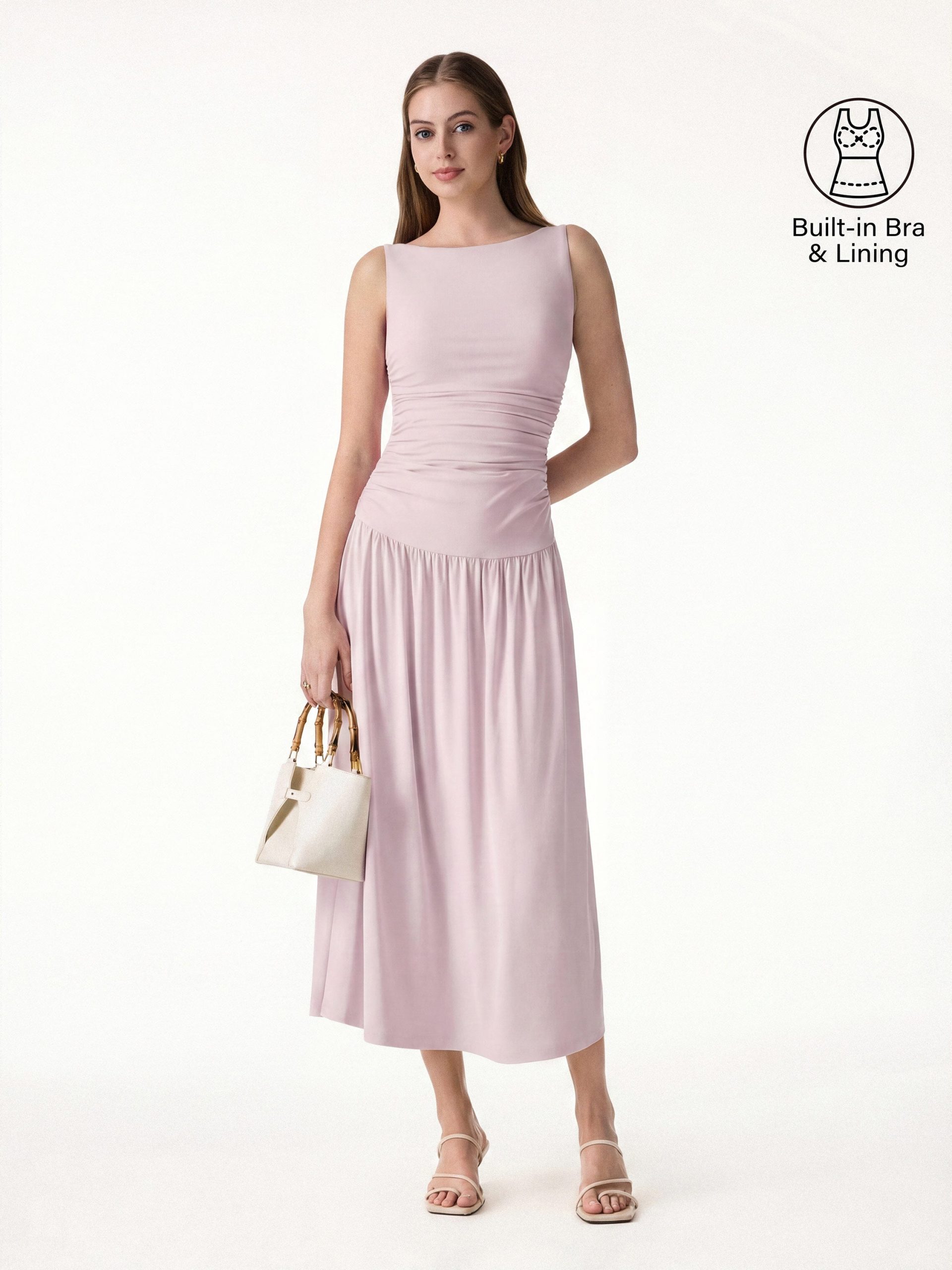 SkinKiss Cooling Boatneck Ruched Midi Bra Dress - Image 11