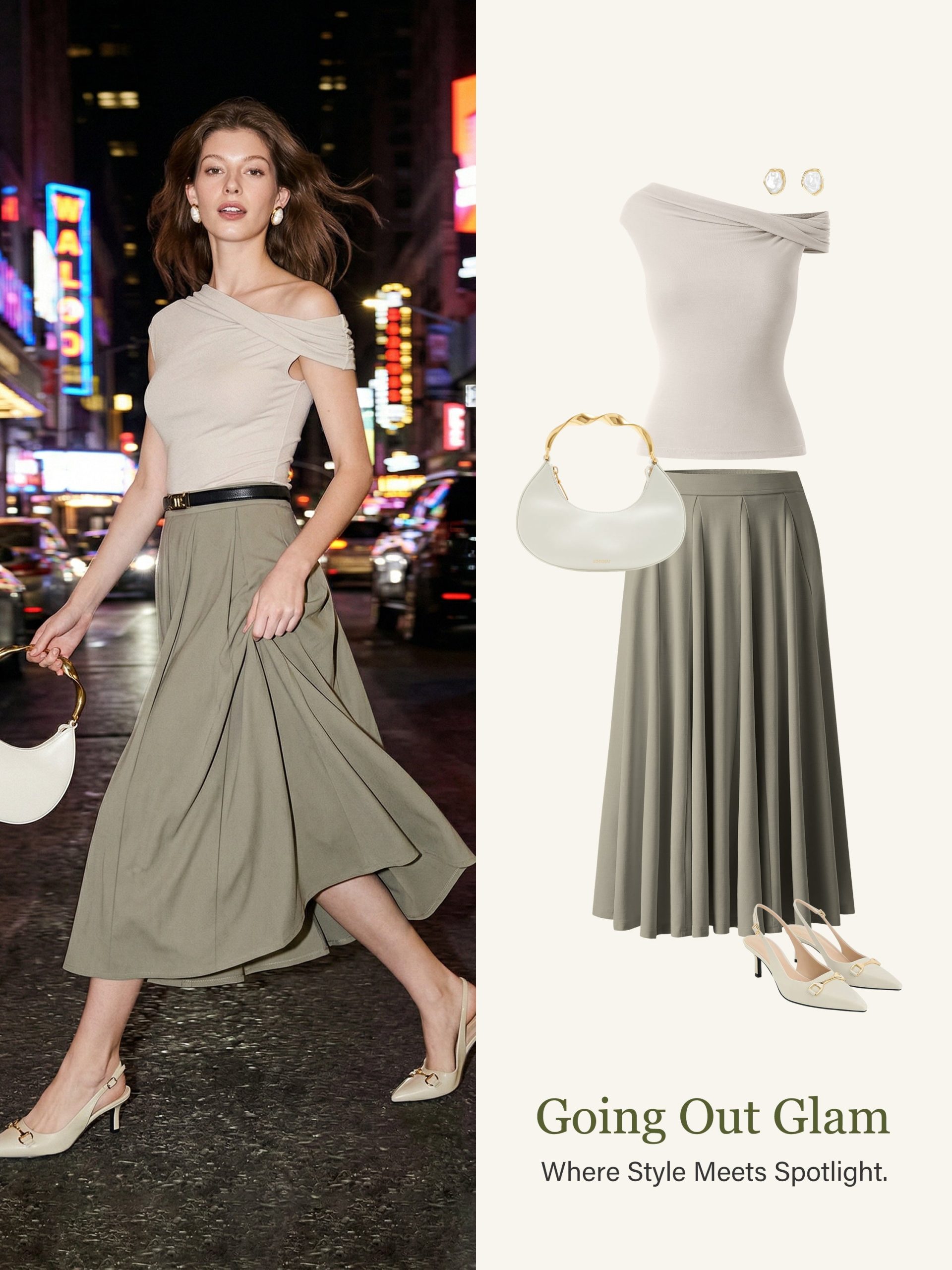 2Pcs Set Multi-wear Bra Top & Volume Skirt with Pockets - Image 4