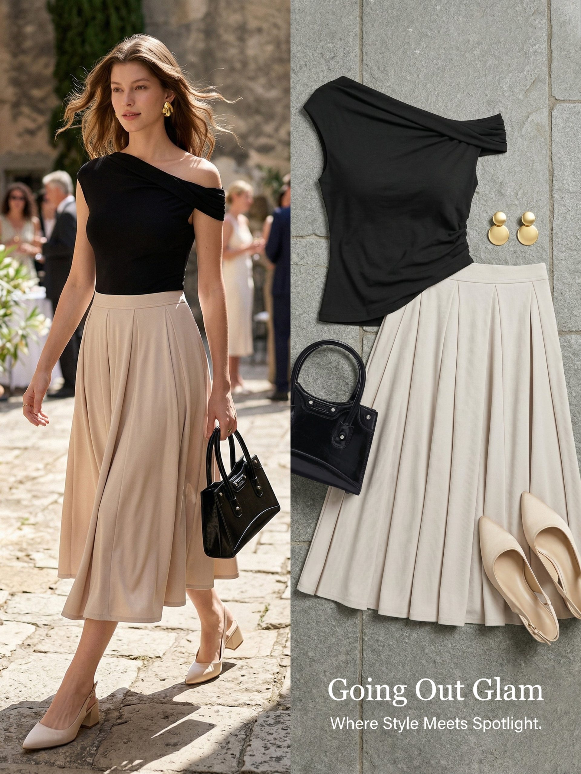 2Pcs Set Multi-wear Bra Top & Volume Skirt with Pockets - Image 2
