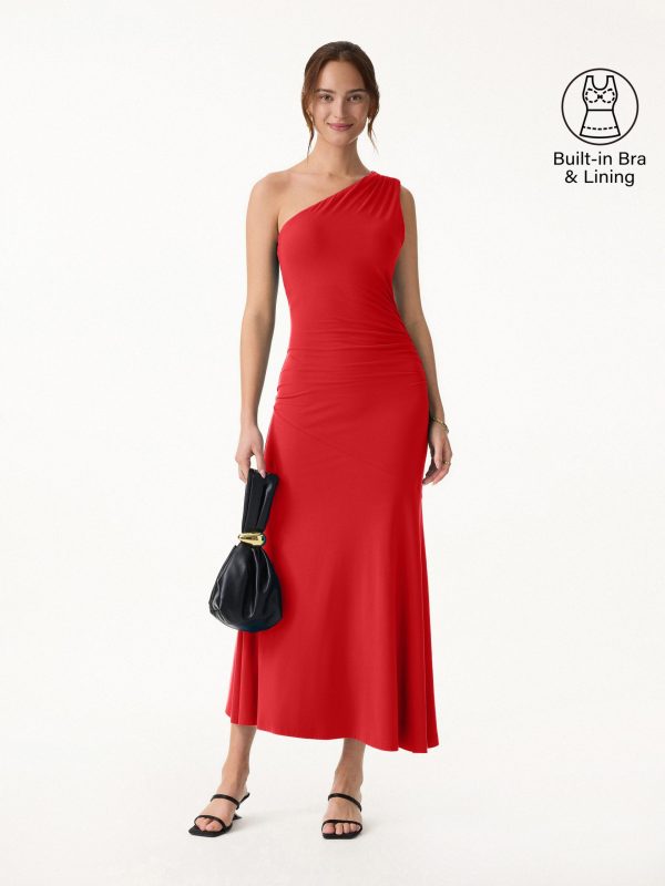 SkinKiss Ruched One Shoulder Maxi Bra Dress