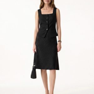 Stretch Cotton Polka Dot A-Line Flare Skirt Limited Edition - Image 19