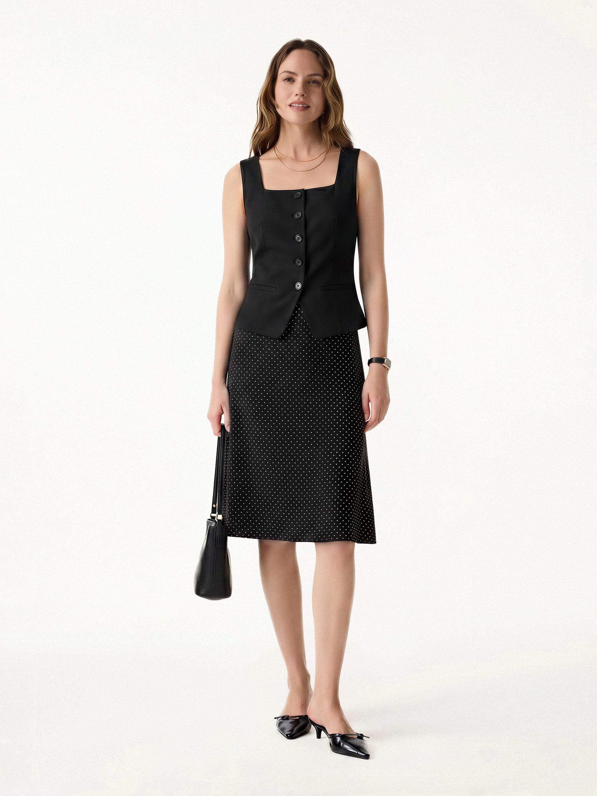 Stretch Cotton Polka Dot A-Line Flare Skirt Limited Edition - Image 19