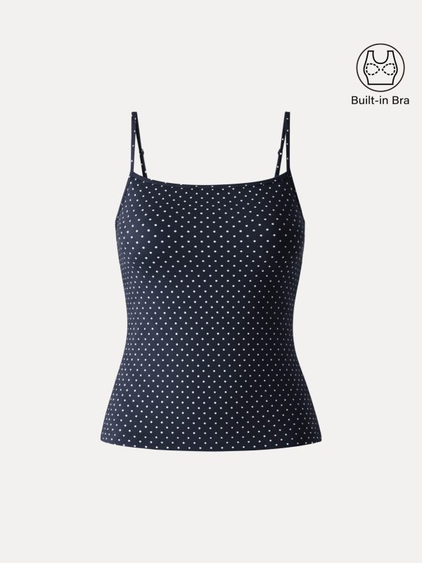 Stretch Cotton Polka Dot Adujstable Spaghetti Bra Top Limited Edition