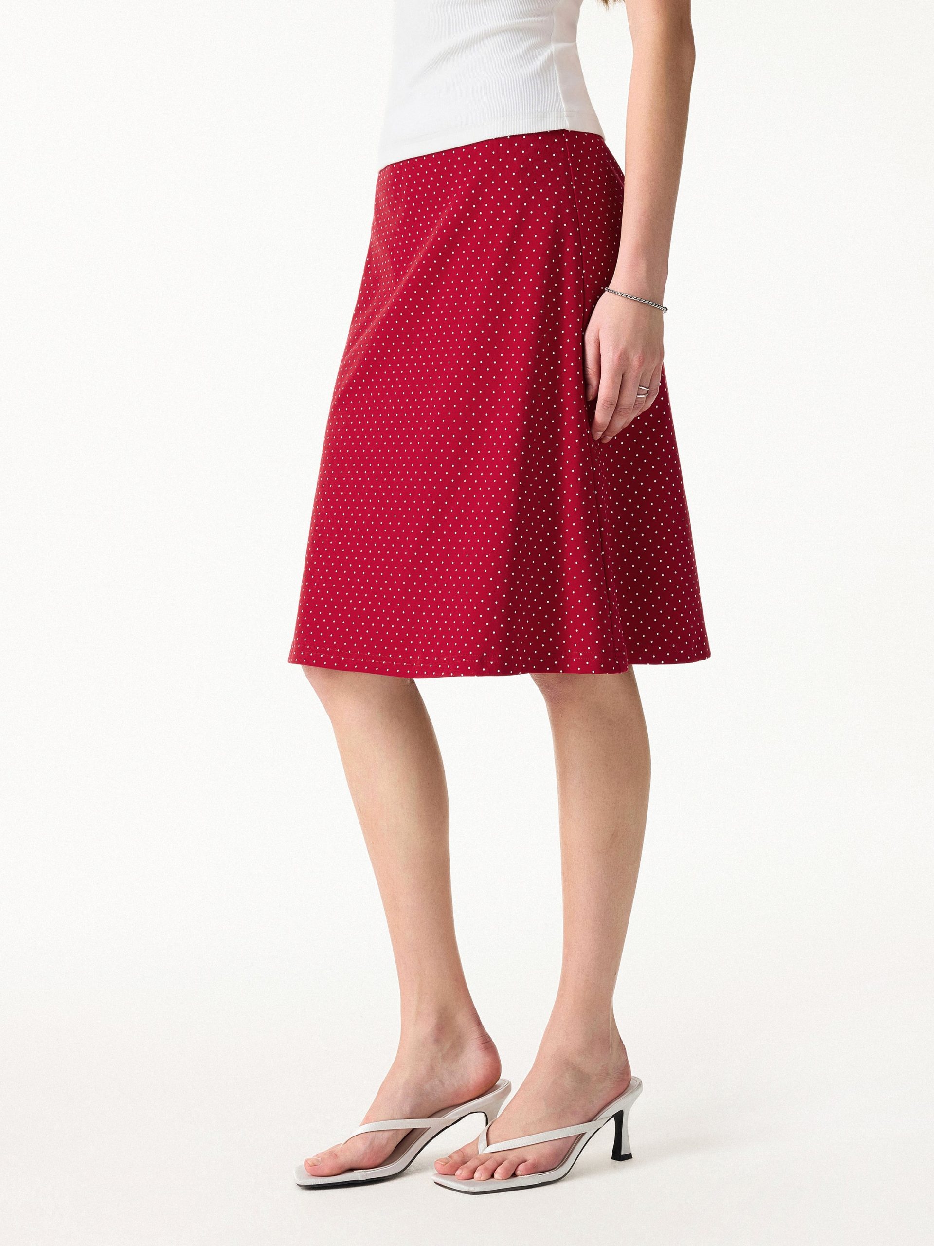 Stretch Cotton Polka Dot A-Line Flare Skirt Limited Edition - Image 6