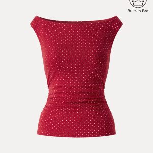 Stretch Cotton Polka Dot Boatneck Ruched Bra Top Limited Edition - Image 12