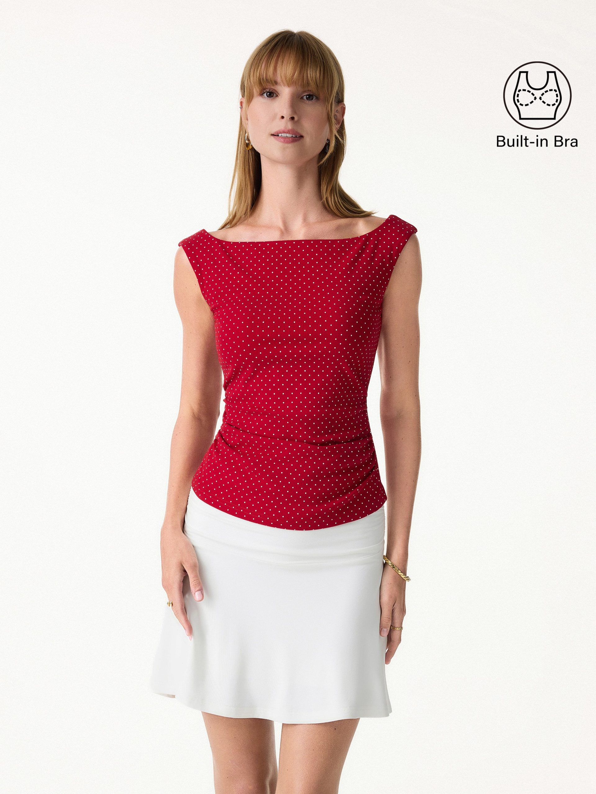 2Pcs Set Polka Dot Boatneck Bra Top & A-Line Flare Skirt Limited Edition - Image 12