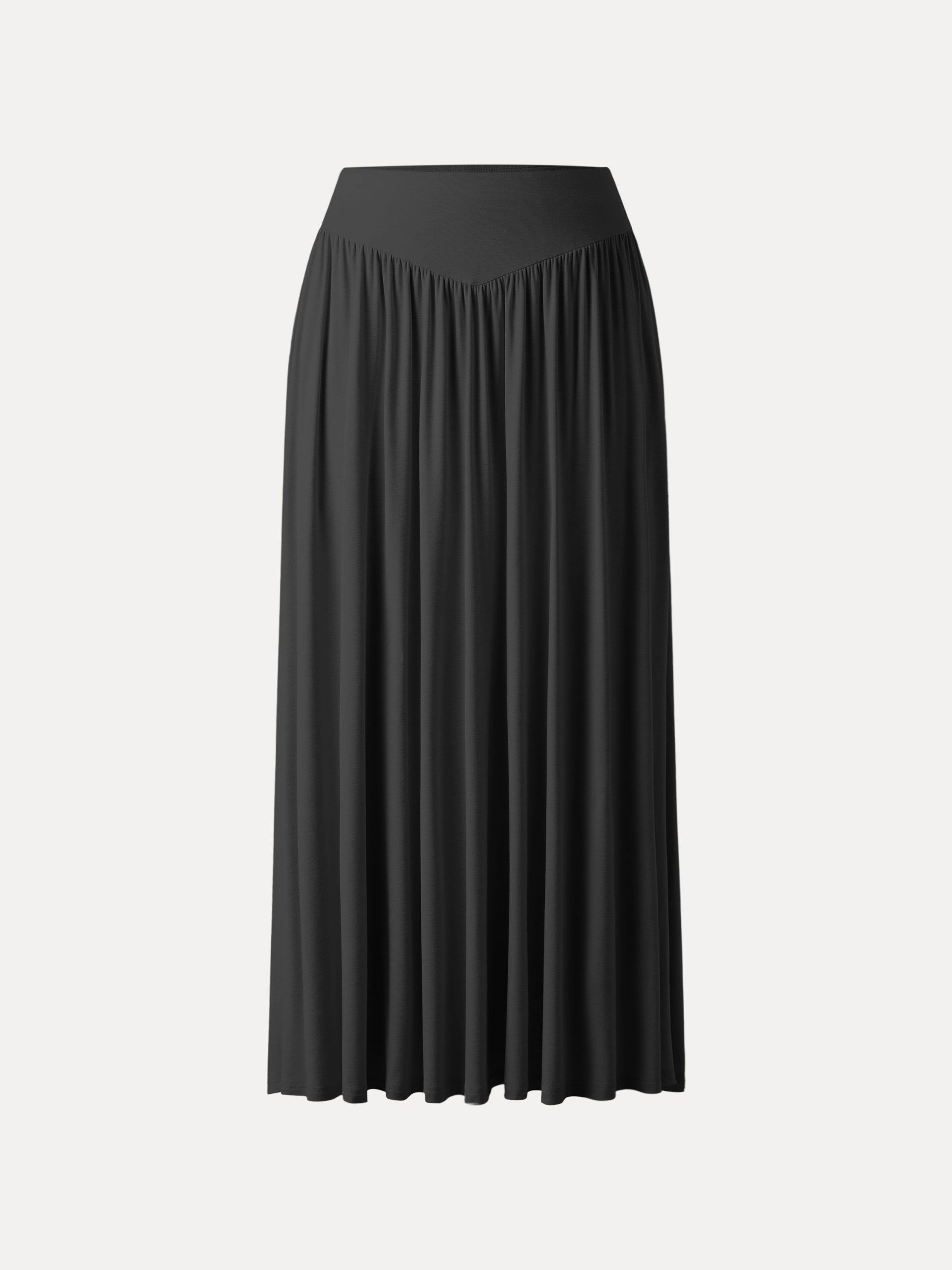 Ultrasoft V-shape Waist Gathred Maxi Circle Skirt with Pockets - Image 13