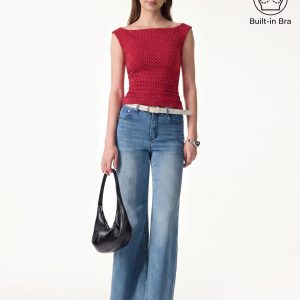 Stretch Cotton Polka Dot Boatneck Ruched Bra Top Limited Edition - Image 11