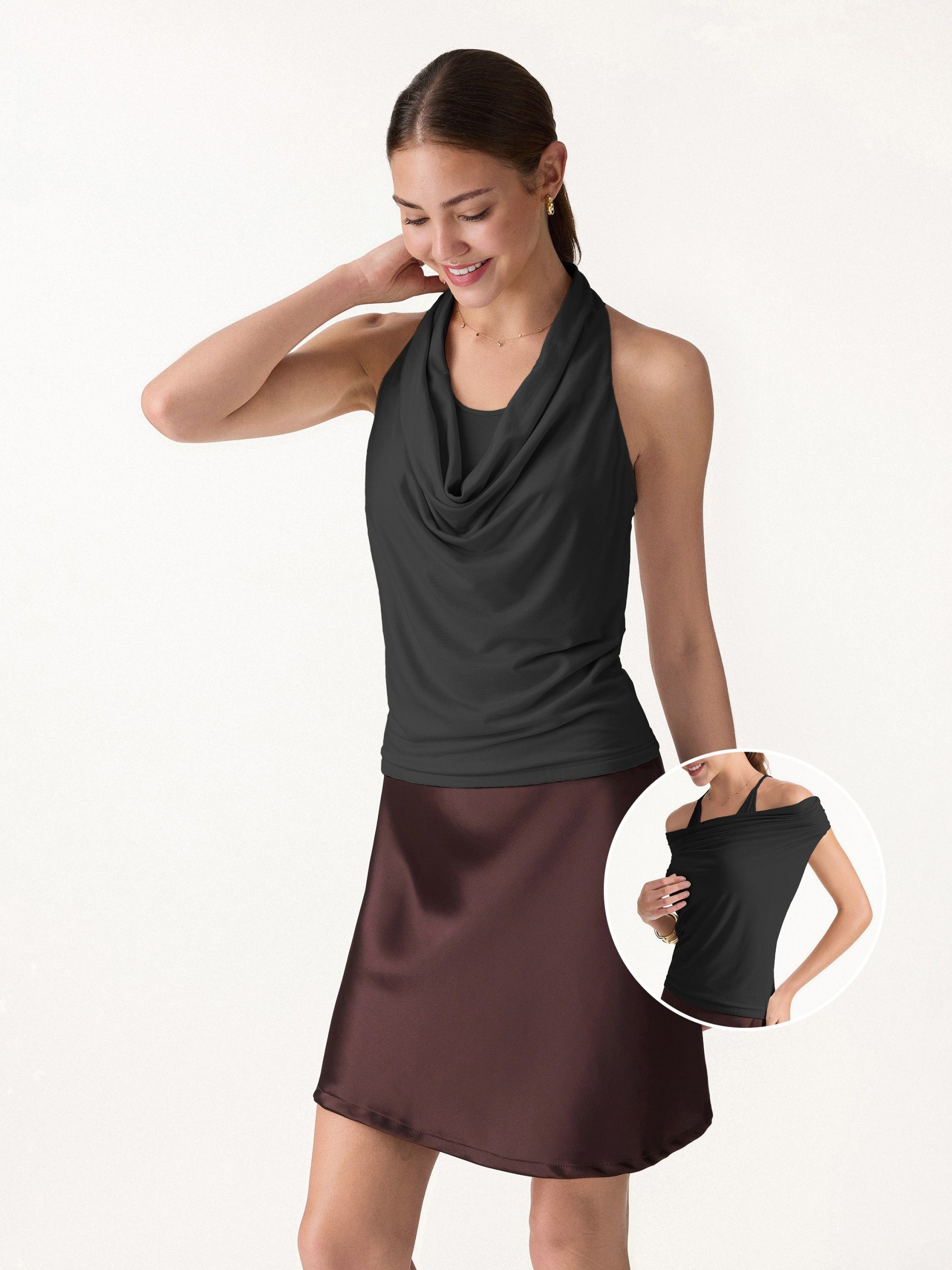 Matte Multi-Wear Cowl Neck Bra Top - Image 14