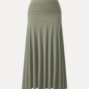 Ultrasoft Mid Rise A-line Ruched Maxi Skirt - Image 14