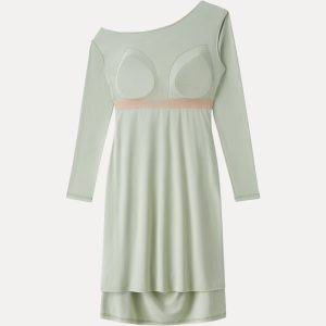 SkinKiss Asymmetrical Neck Ruched Knee Bra Dress - Image 6