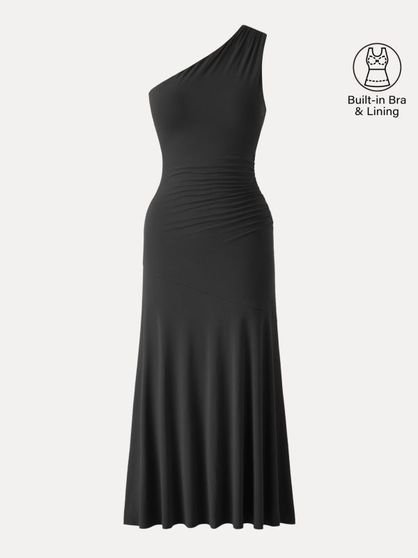 SkinKiss Ruched One Shoulder Maxi Bra Dress