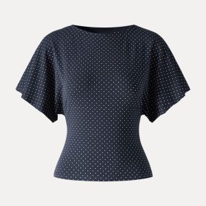 Soft Stretch Cotton Boatneck Flutter Sleeves Polka Dot Top Limited Edition - Image 11