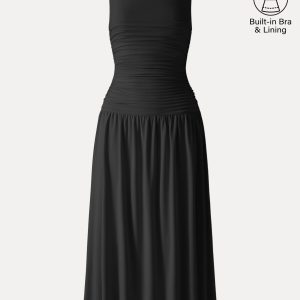SkinKiss Cooling Boatneck Ruched Midi Bra Dress - Image 16