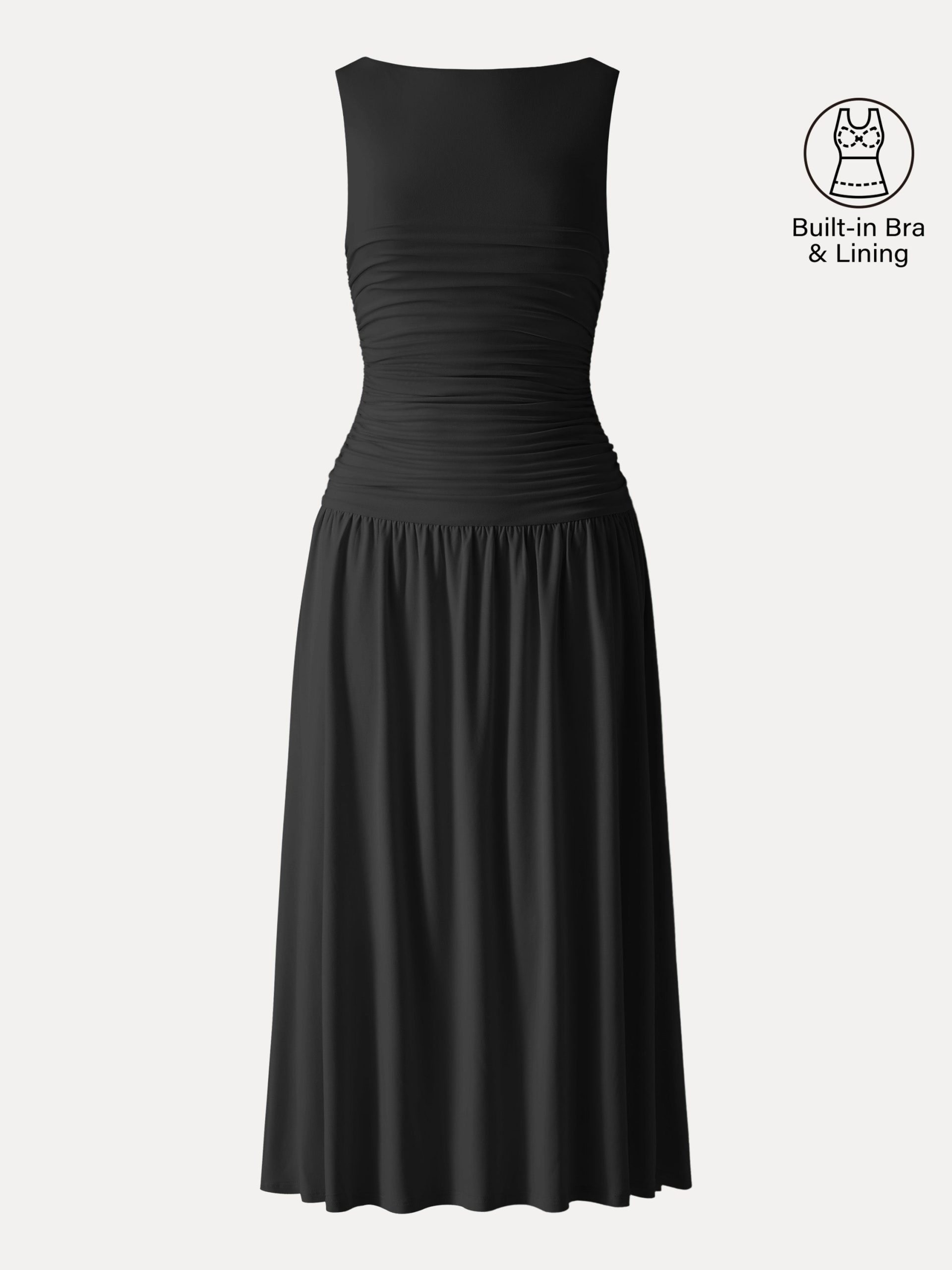 SkinKiss Cooling Boatneck Ruched Midi Bra Dress - Image 16